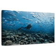 thumbnail image 1 of Elephant Stock Scuba Diver Wall Art - Horizontal Canvas Wall Art - Living Room Wall Decor - Hobbies And Lifestyle Canvas - Teal And Blue Decor - 12" x 8", 1 of 8