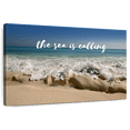 thumbnail image 1 of Elephant Stock Sea Is Calling Typography Wall Art - Horizontal Canvas Wall Art - Living Room Wall Decor - Beach Canvas - Beige And White Decor - 36" x 24", 1 of 8