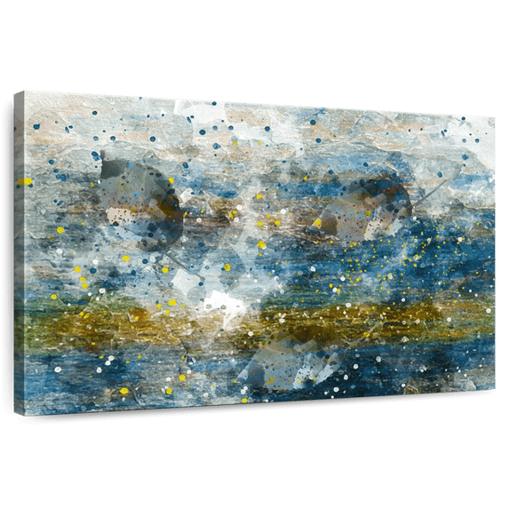 Elephant Stock Sea Depth Abstract Wall Art - Horizontal Canvas Wall Art - Living Room Wall Decor - Abstract Canvas - Gray And Gold Decor By Chamira Young - 39" x 26"