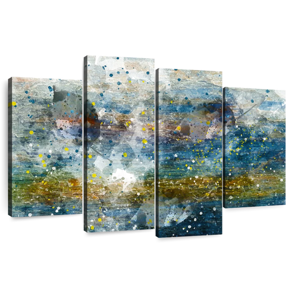 Elephant Stock Sea Depth Abstract Wall Art - Horizontal Multi Panel Canvas - Living Room Wall Decor - Abstract Multi Panel - Gray And Gold Decor By Chamira Young - 84" x 54"