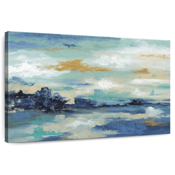 Elephant Stock Sea Isle I Wall Art - Horizontal Canvas Wall Art - Living Room Wall Decor - Abstract Canvas - Blue And Turquoise Decor By Nan - 24" x 16"