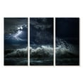 thumbnail image 1 of Elephant Stock Seascape Lightning Storm Wall Art - Horizontal Multi Panel Canvas - Living Room Wall Decor - Beach Multi Panel - Blue And Beige Decor - 23" x 14", 1 of 4