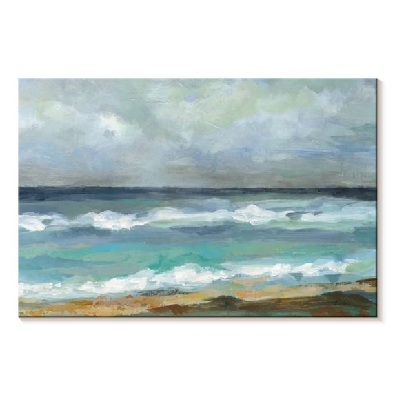 Elephant Stock Seashore Day Wall Art - Horizontal Canvas Wall Art - Living Room Wall Decor - Beach Canvas - Blue And Yellow Decor By Silvia Vassileva - 39" x 26"