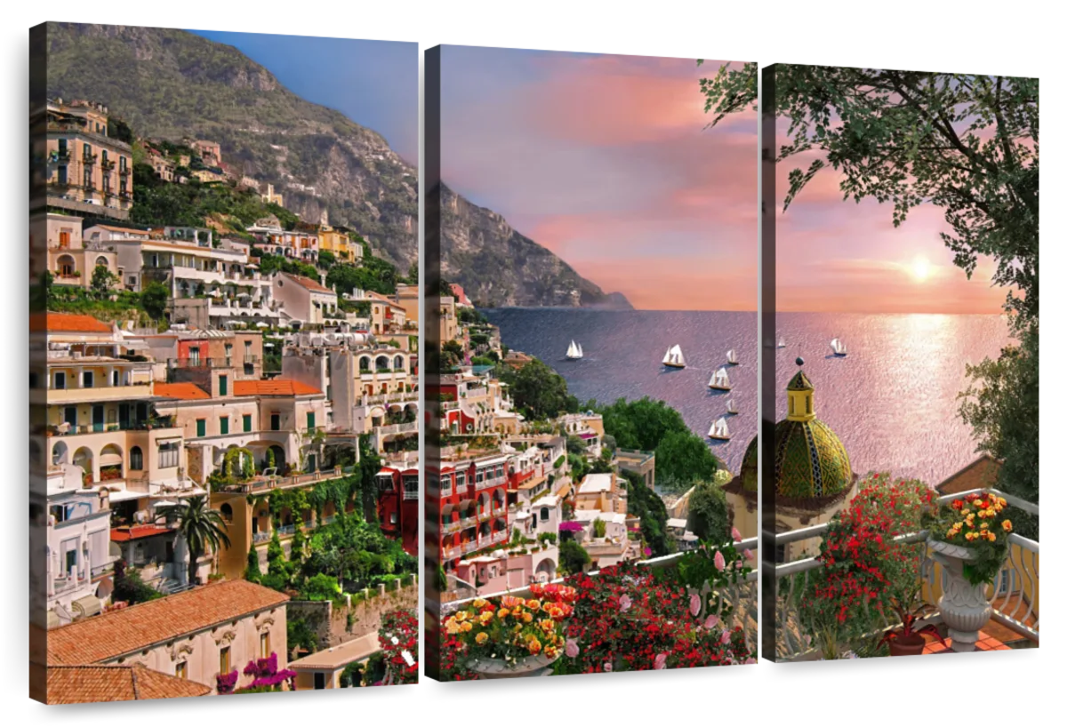 Elephant Stock Seaside Positano Wall Art - Horizontal Multi Panel ...