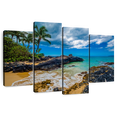 thumbnail image 1 of Elephant Stock Secret Cove Beach Wall Art - Horizontal Multi Panel Canvas - Dining Room Wall Decor - Beach Multi Panel - Blue And Teal Decor - 75" x 48", 1 of 8