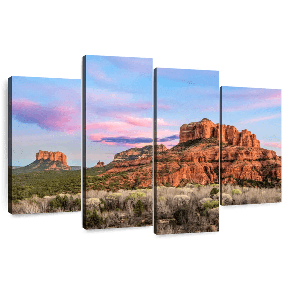 Elephant Stock Sedona Rock Formations Wall Art - Horizontal Multi Panel Canvas - Living Room Wall Decor - Nature Multi Panel - Blue And Gray Decor By Kenneth Keifer - 68" x 42"