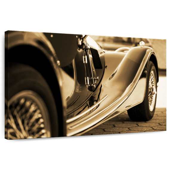 Elephant Stock Sepia Vintage Car Wall Art - Horizontal Canvas Wall Art - Living Room Wall Decor - Transportation Canvas - Brown And Black Decor - 51" x 34"