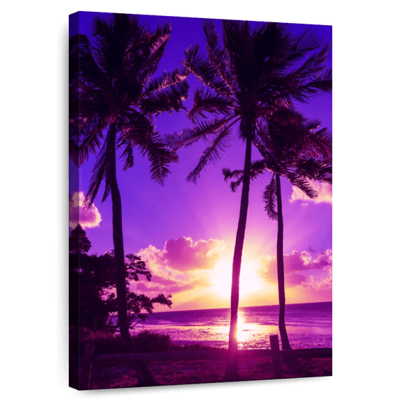 Elephant Stock Serenity Beach Wall Art - Vertical Canvas Wall Art - Living Room Wall Decor - Beach Canvas - Purple And Pink Decor - 8" x 12"