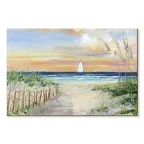 Elephant Stock Set Sail Ii Wall Art - Horizontal Canvas Wall Art - Living Room Wall Decor - Beach Canvas - Yellow And Blue Decor By Sally Swatland - 12" x 8"