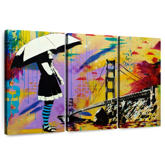 Elephant Stock Shelter At Bay Wall Art - Horizontal Multi Panel Canvas - Living Room Wall Decor - Architecture Multi Panel - Black And Blue Decor By Abcartattack - 45" x 28"