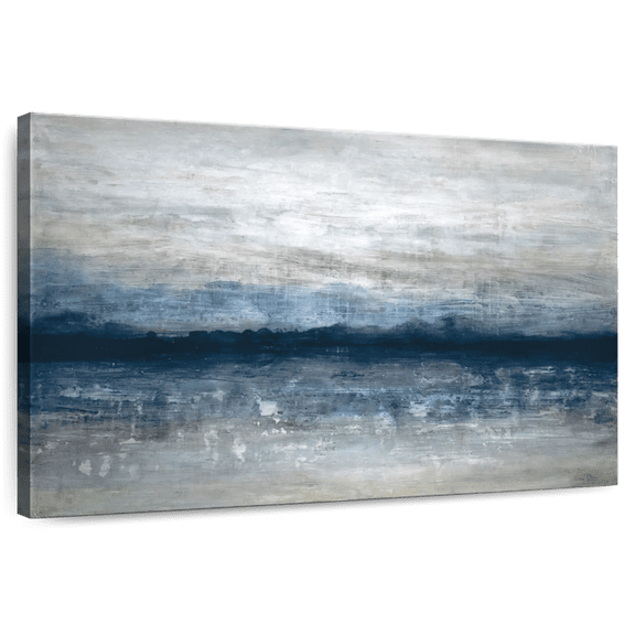 Elephant Stock Shimmer Abstract Wall Art - Horizontal Canvas Wall Art - Living Room Wall Decor - Abstract Canvas - Gray And Blue Decor By Stephane Fontaine - 12" x 8"