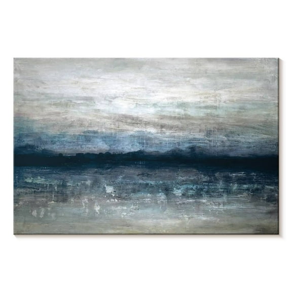 Elephant Stock Shimmer Abstract Wall Art - Horizontal Canvas Wall Art - Living Room Wall Decor - Abstract Canvas - Gray And Blue Decor By Stephane Fontaine - 12" x 8"