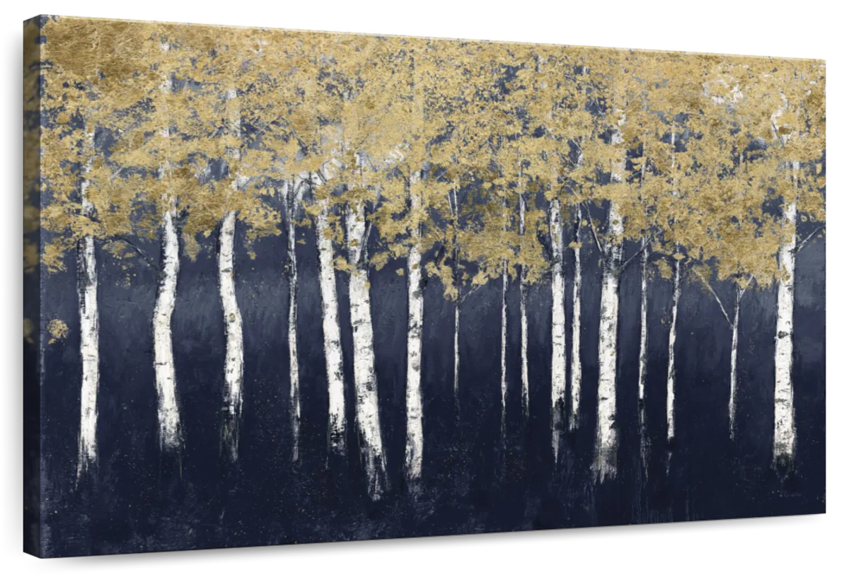 Elephant Stock Shimmering Forest Indigo Wall Art Horizontal Canvas