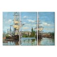 thumbnail image 1 of Elephant Stock Ships Riding On The Seine At Rouen 1872-1873 Wall Art - Living Room Wall Decor - Transportation Multi Panel - Blue And Gray Decor By Claude Monet - 65" x 42", 1 of 4