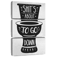 thumbnail image 1 of Elephant Stock Shit's About To Go Down I Wall Art - Vertical Multi Panel Canvas - Bathroom Wall Decor - Humor Multi Panel - Gray And Black Decor - 42" x 65", 1 of 8