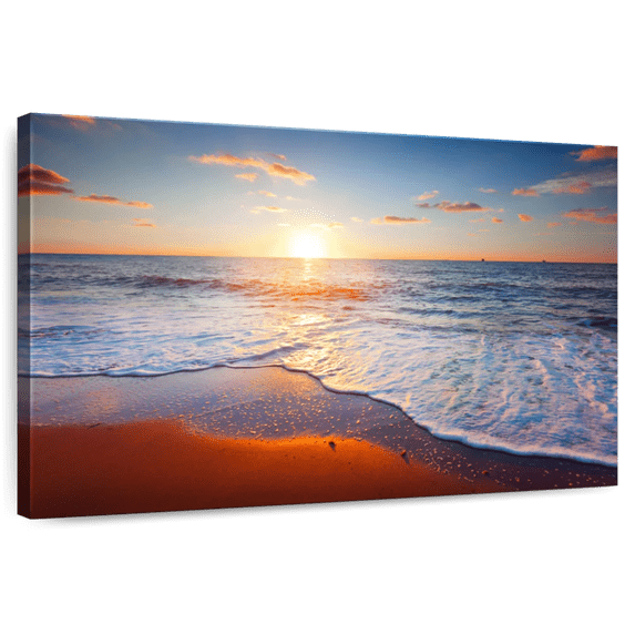 Elephant Stock Siesta Beach Wall Art - Horizontal Canvas Wall Art - Living Room Wall Decor - Beach Canvas - Blue And Red Decor - 12" x 8"