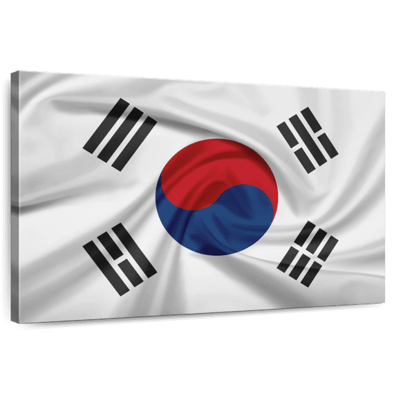 Elephant Stock Silky South Korea Flag Wall Art - Horizontal Canvas Wall Art - Living Room Wall Decor - Flags Canvas - Gray And Brown Decor - 39" x 26"