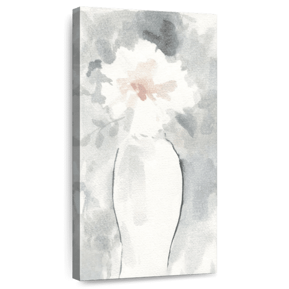 Elephant Stock Silver Blush I Wall Art - Vertical Canvas Wall Art - Living Room Wall Decor - Abstract Canvas - Beige And Blue Decor By Carol Robinson - 15" x 30"