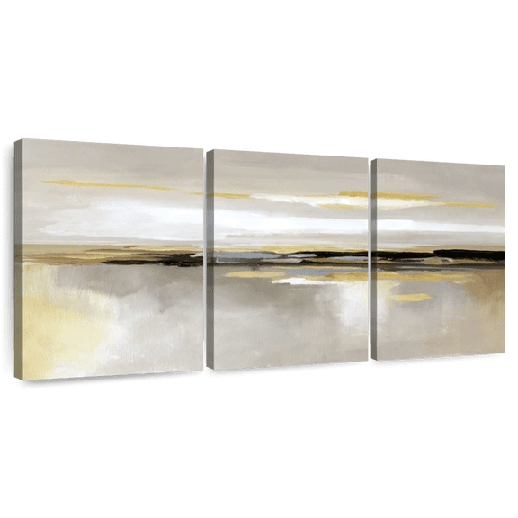 Elephant Stock A Silver Lining Wall Art - Horizontal Multi Panel Canvas - Living Room Wall Decor - Abstract Multi Panel - White And Black Decor By Nan - 26" x 12"