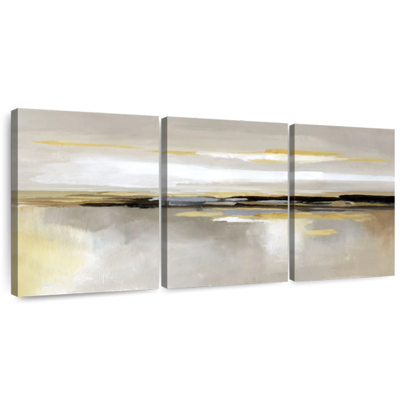 Elephant Stock A Silver Lining Wall Art - Horizontal Multi Panel Canvas - Living Room Wall Decor - Abstract Multi Panel - White And Black Decor By Nan - 26" x 12"