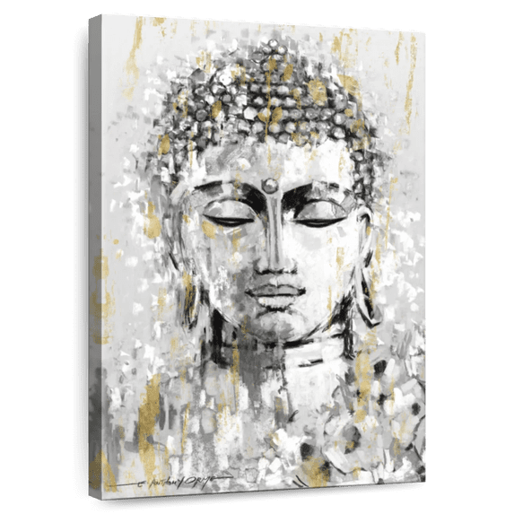 Elephant Stock Simmering Buddha Wall Art - Vertical Canvas Wall Art - Living Room Wall Decor - People Canvas - Beige And Gray Decor By e. Anthony Orme - 8" x 12"