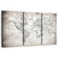 thumbnail image 1 of Elephant Stock Simple World Map Wall Art - Horizontal Multi Panel Canvas - Home Office Wall Decor - Map Multi Panel - Beige And White Decor - 38" x 24", 1 of 8