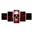 thumbnail image 1 of Elephant Stock Skull And Petals Wall Art - Horizontal Multi Panel Canvas - Living Room Wall Decor - Gothic Multi Panel - Red And Black Decor - 55" x 24", 1 of 4