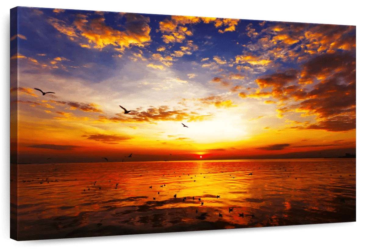 Elephant Stock Sky Sunset Wall Art - Horizontal Canvas Wall Art ...