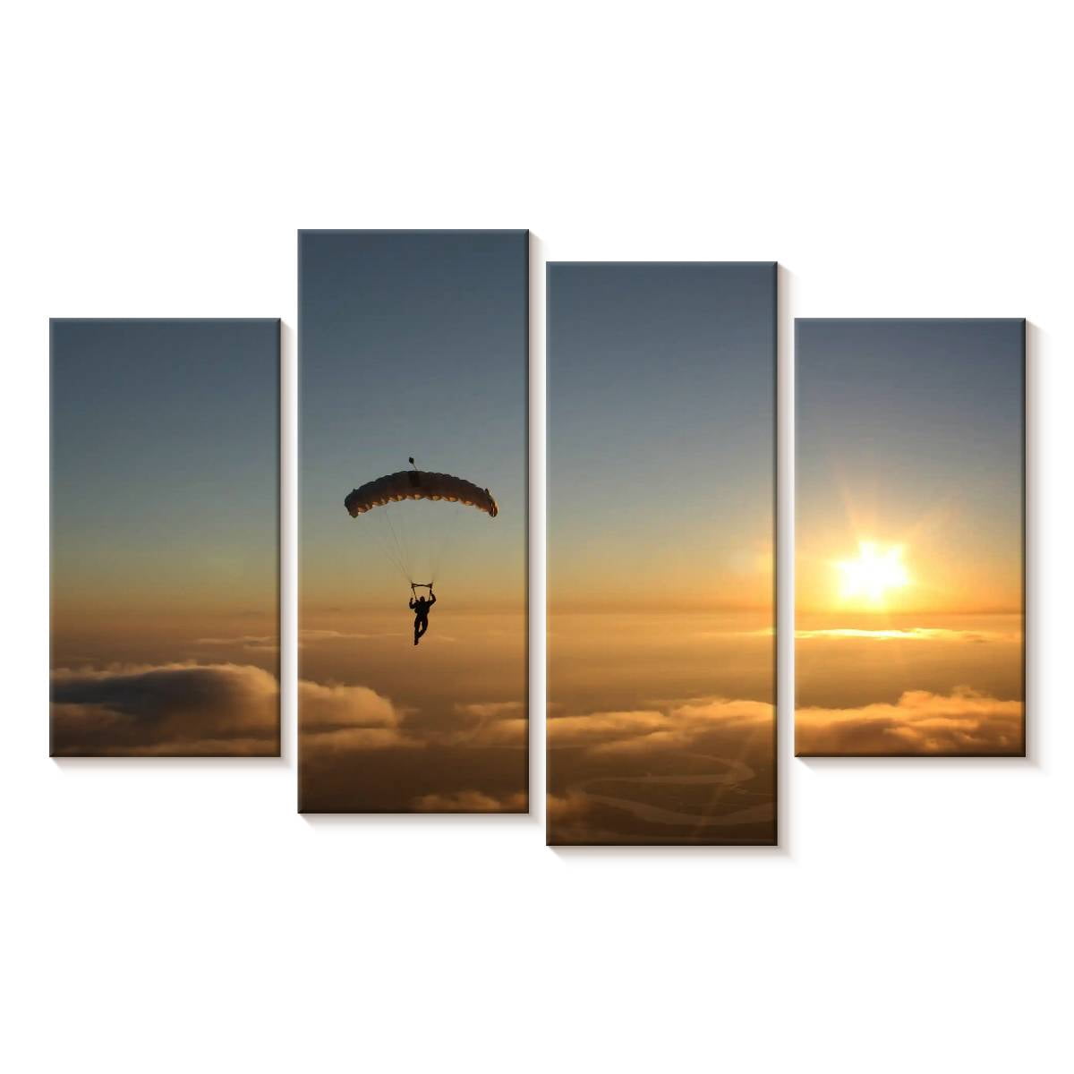 Elephant Stock Skydiving Sunset Wall Art - Horizontal Multi Panel ...