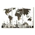 thumbnail image 1 of Elephant Stock Slate Gray World Map Wall Art - Horizontal Multi Panel Canvas - Living Room Wall Decor - Map Multi Panel - White And Brown Decor - 38" x 24", 1 of 4