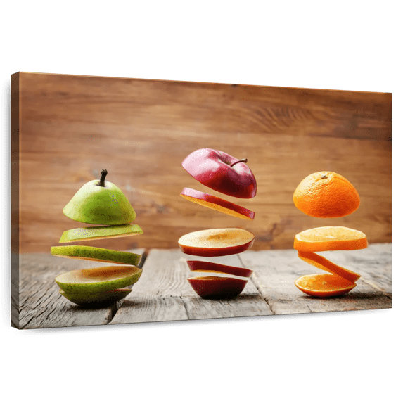 Elephant Stock Sliced Fruits Wall Art - Horizontal Canvas Wall Art - Kitchen Wall Decor - Food And Drink Canvas - Beige And Green Decor - 30" x 20"