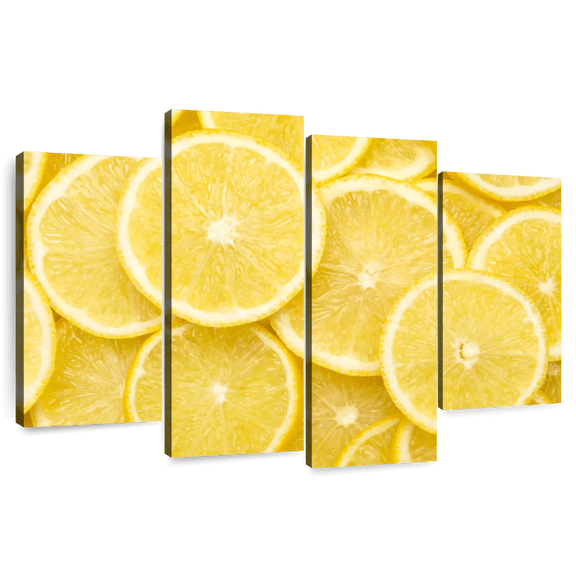 Elephant Stock Slices Of Lemon Wall Art - Horizontal Multi Panel Canvas - Dining Room Wall Decor - Food And Drink Multi Panel - Yellow And Beige Decor - 84" x 54"
