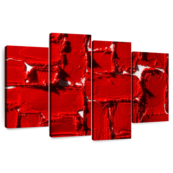 Elephant Stock Smudged Red Lipstick Wall Art - Horizontal Multi Panel Canvas - Living Room Wall Decor - Fashion And Beauty Multi Panel - Red And Decor - 52" x 32"