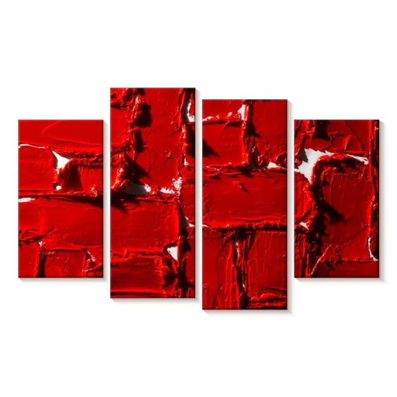 Elephant Stock Smudged Red Lipstick Wall Art - Horizontal Multi Panel Canvas - Living Room Wall Decor - Fashion And Beauty Multi Panel - Red And Decor - 52" x 32"