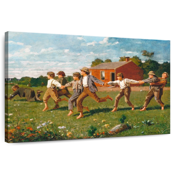 Elephant Stock Snap The Whip Wall Art - Horizontal Canvas Wall Art - Living Room Wall Decor - People Canvas - Gray And Green Decor By Winslow Homer - 24" x 16"