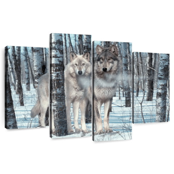 Elephant Stock Snow Shadows Wall Art - Horizontal Multi Panel Canvas - Living Room Wall Decor - Animal Multi Panel - Brown And Blue Decor By Gordon Semmens - 36" x 22"