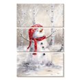 thumbnail image 1 of Elephant Stock Snowman In Wood Wall Art - Vertical Multi Panel Canvas - Living Room Wall Decor - Holiday Multi Panel - Beige And Blue Decor By Makiko - 14" x 23", 1 of 4