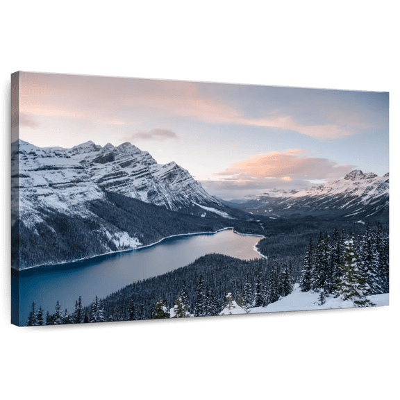 Elephant Stock Snowy Banff Wall Art - Horizontal Canvas Wall Art - Living Room Wall Decor - Wellness Canvas - White And Purple Decor - 12" x 8"