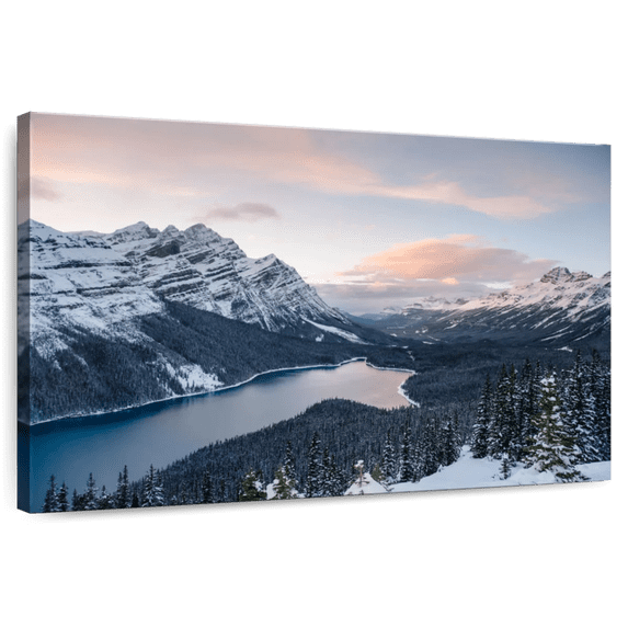 Elephant Stock Snowy Banff Wall Art - Horizontal Canvas Wall Art - Living Room Wall Decor - Wellness Canvas - White And Purple Decor - 12" x 8"