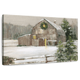 thumbnail image 1 of Elephant Stock Snowy Winter Barn Wall Art - Horizontal Canvas Wall Art - Living Room Wall Decor - Architecture Canvas - Gray And Beige Decor By Sally Swatland - 39" x 26", 1 of 8