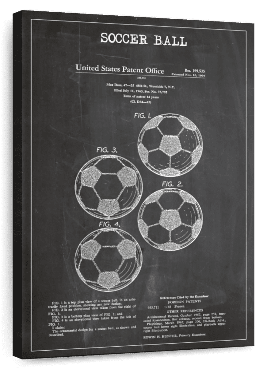 Elephant Stock Soccer Ball Patent Bw Wall Art - Vertical Canvas Wall ...
