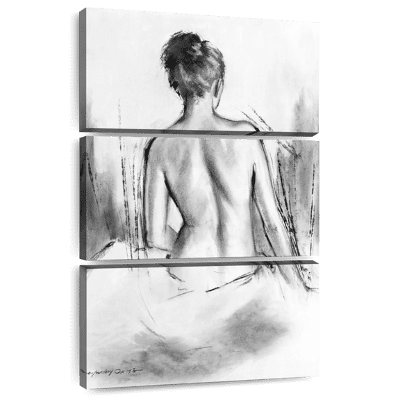 Elephant Stock Soft Silhouette Vi Wall Art - Vertical Multi Panel Canvas - Living Room Wall Decor - People Multi Panel - Gray And Black Decor By e. Anthony Orme - 48" x 74"