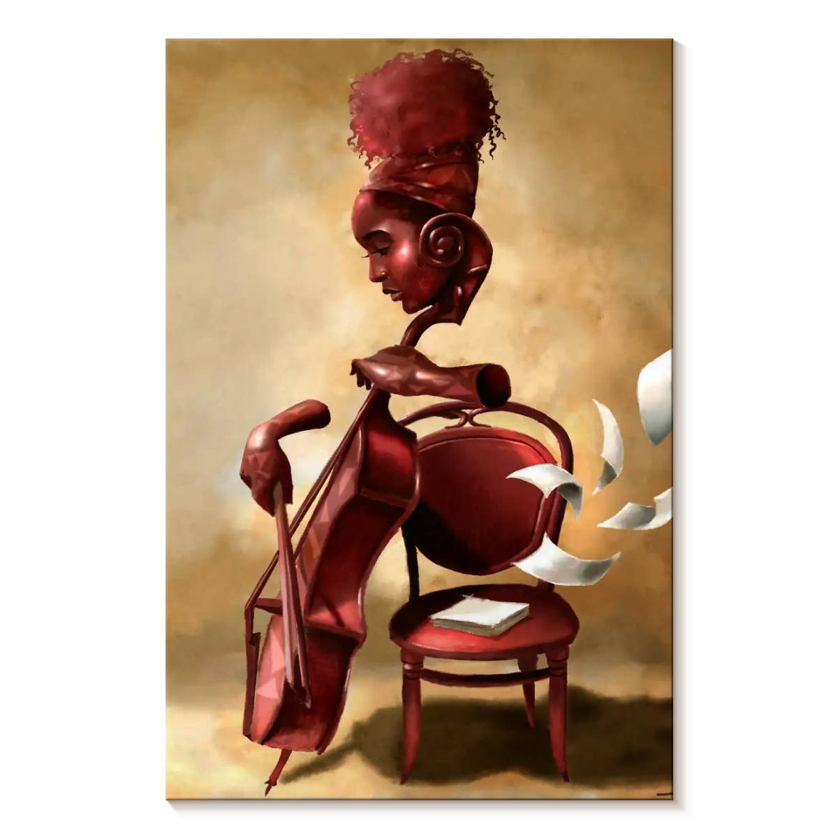 Elephant Stock The Solo Cellist Wall Art - Vertical Canvas Wall Art ...