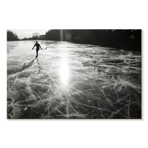 Elephant Stock Solo Hockey Wall Art - Horizontal Canvas Wall Art - Living Room Wall Decor - Sports Canvas - Black And Gray Decor - 12" x 8"