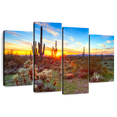 thumbnail image 1 of Elephant Stock Sonoran Desert Sunset Landscape Wall Art - Horizontal Multi Panel Canvas - Living Room Wall Decor - Nature Multi Panel - Beige And Orange Decor - 84" x 54", 1 of 8