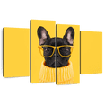 thumbnail image 1 of Elephant Stock Sophisticated French Bulldog Wall Art - Horizontal Multi Panel Canvas - Living Room Wall Decor - Animal Multi Panel - Yellow And Brown Decor - 84" x 54", 1 of 8