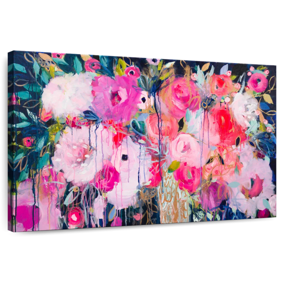 Elephant Stock This Is My Soul Hr Wall Art - Horizontal Canvas Wall Art - Living Room Wall Decor - Abstract Canvas - Pink And Turquoise Decor By Carrie Schmitt - 12" x 8"