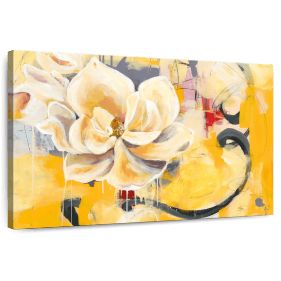 Elephant Stock Southern Charm Wall Art - Horizontal Canvas Wall Art - Living Room Wall Decor - Abstract Canvas - Yellow And Gray Decor By Pamela K Beer - 12" x 8"