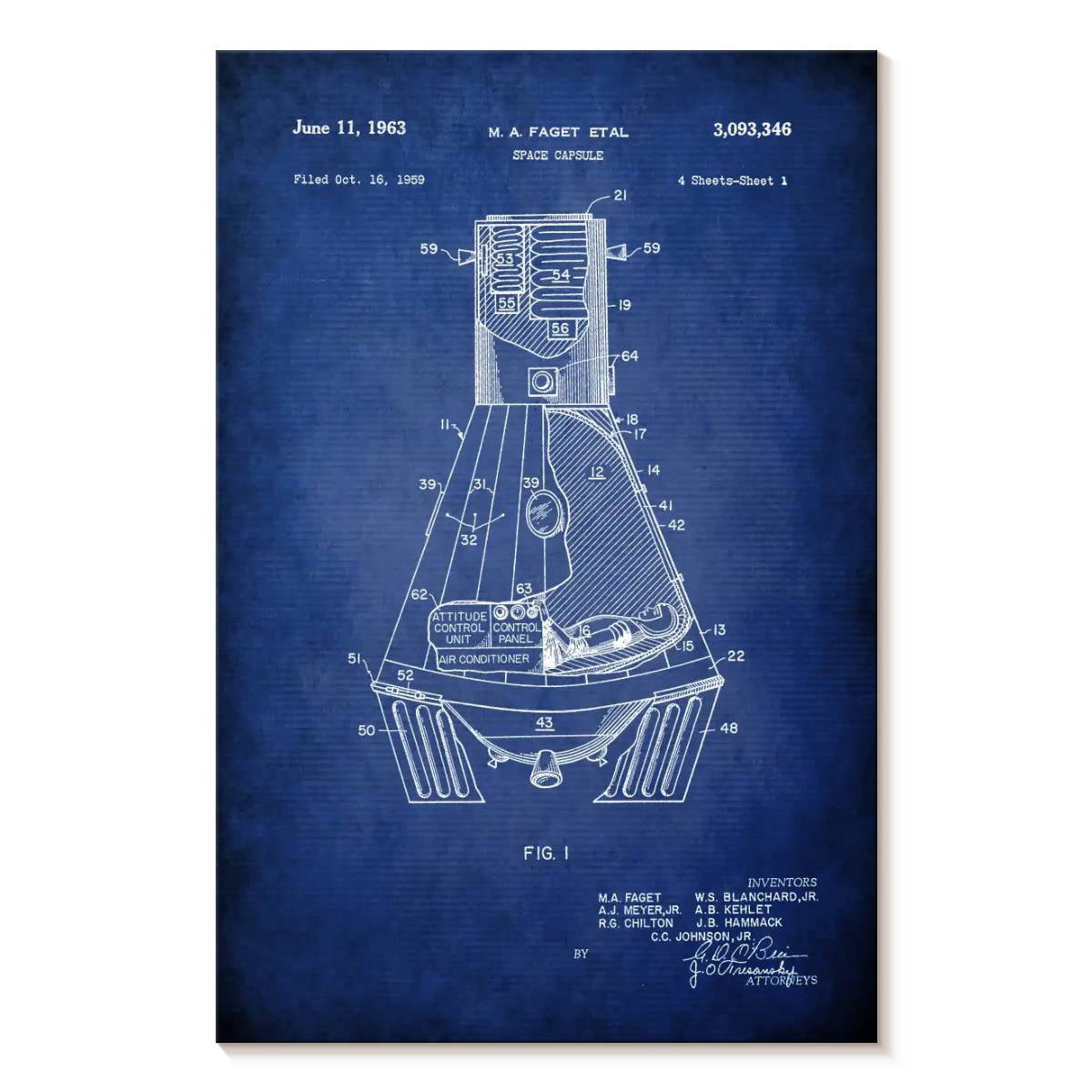Elephant Stock Space Capsule Patent Wall Art - Vertical Canvas Wall Art ...