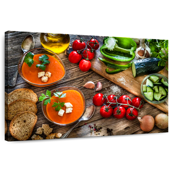 Elephant Stock Spanish Gazpacho Wall Art - Horizontal Canvas Wall Art - Dining Room Wall Decor - Hobbies And Lifestyle Canvas - Gray And Red Decor - 36" x 24"